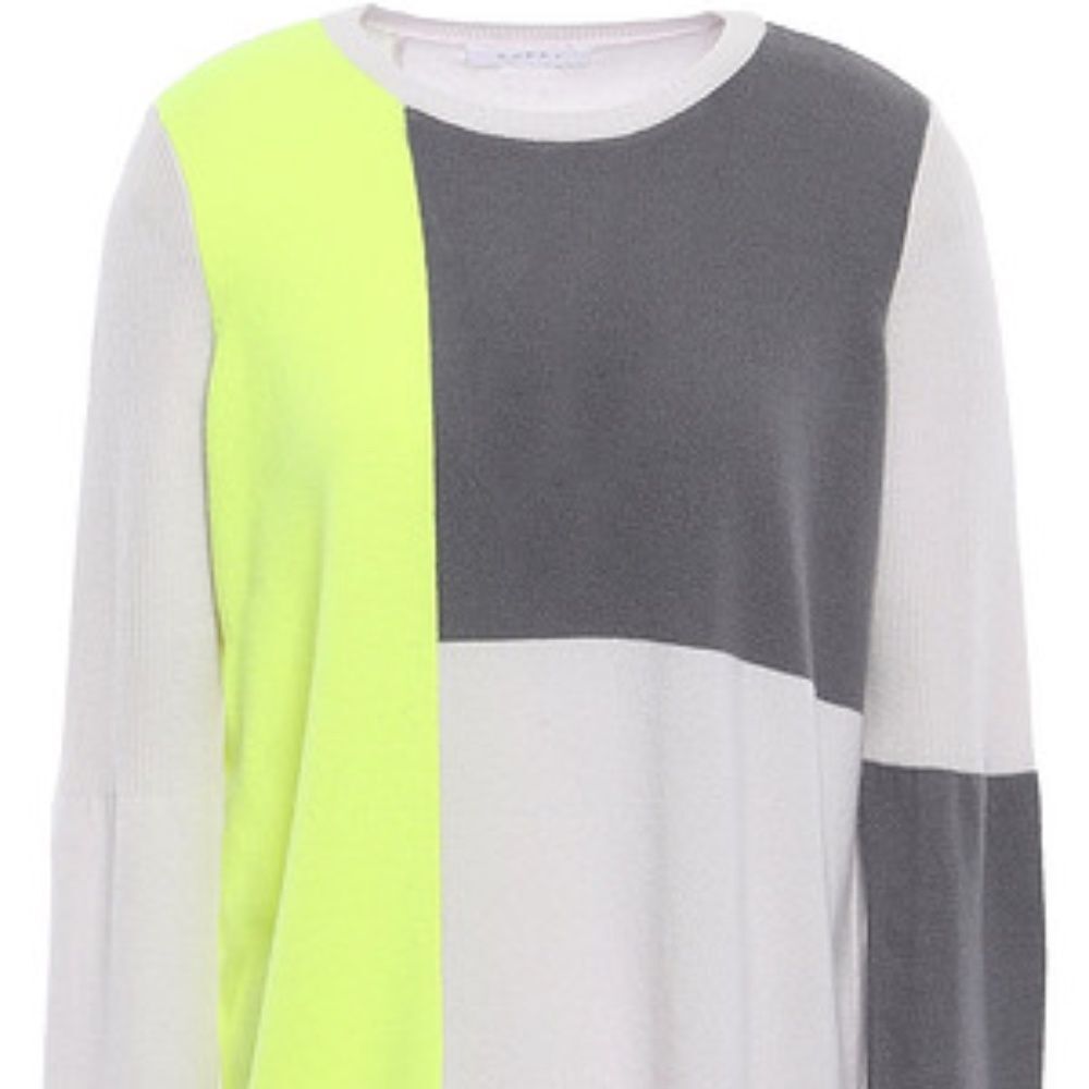 Asymmetric color-block cashmere sweater